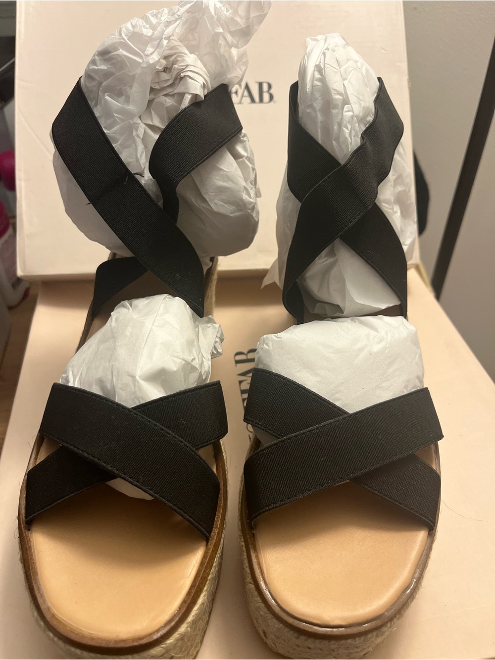 JustFab Black Espadrille Wedge Platform Sandals